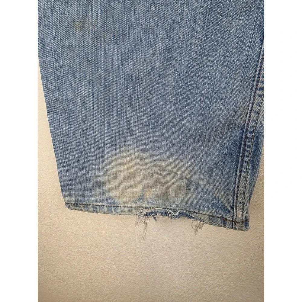 Banana Republic Jeans Mens 36x33 Tag 36x34 Blue Light Wash Straight Leg Distress